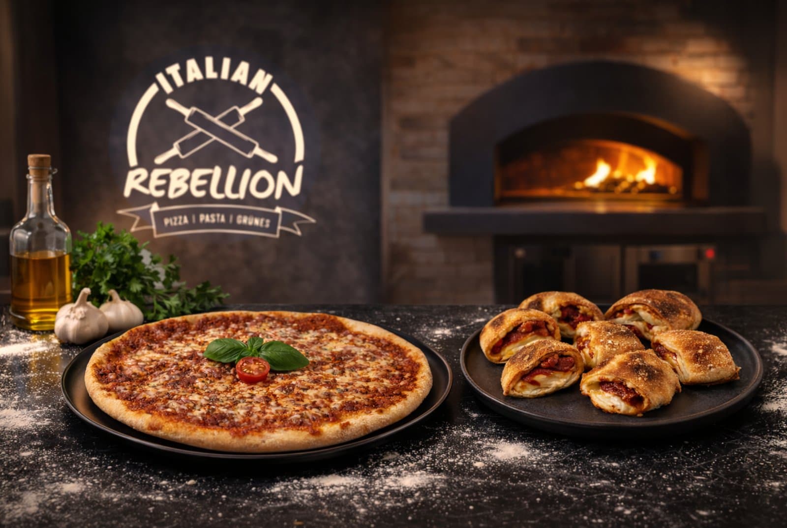 Italian Rebellion — Pizza und Calzone vor dem Holzofen